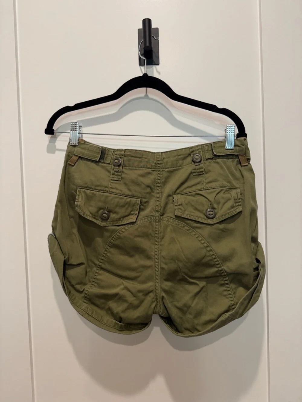 Alexander Wang Denim and Olive Utility Roll-Cuff Women’s Shorts - Picture 2 of 4